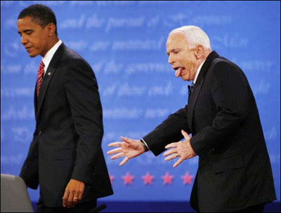 McCain with his tongue out