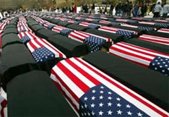 Coffins of US soldiers.