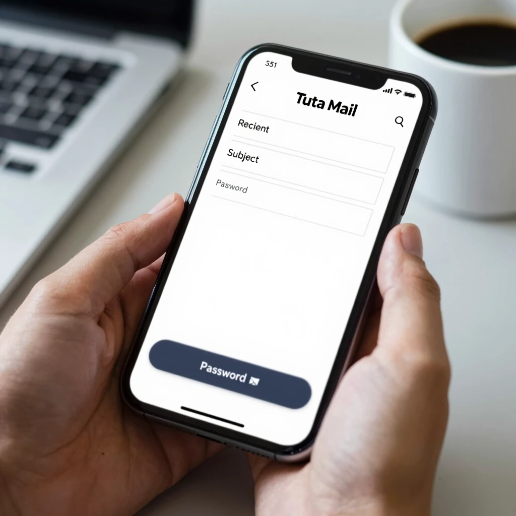 Composing an encrypted email on Tuta Mail mobile app
