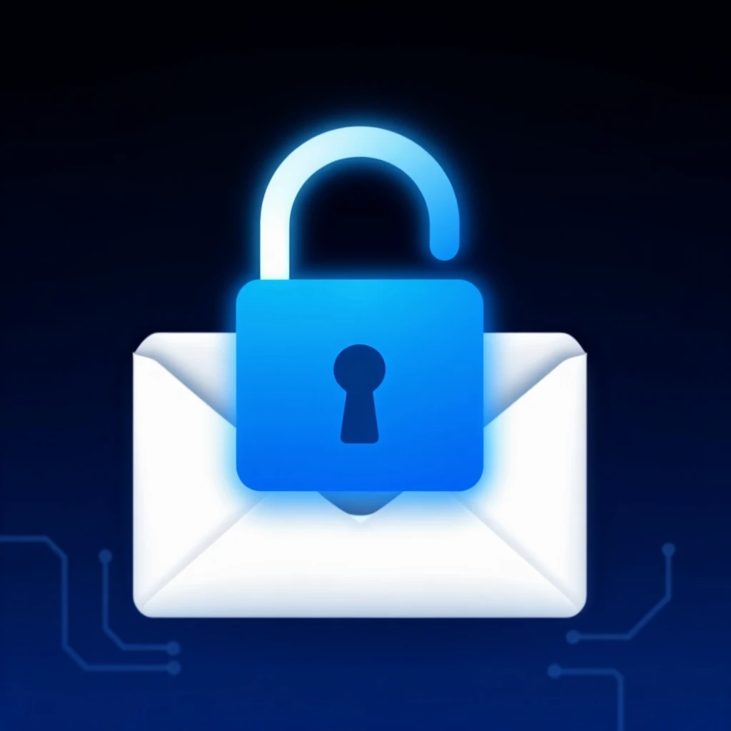 Secure encrypted email represented by a locked envelope icon