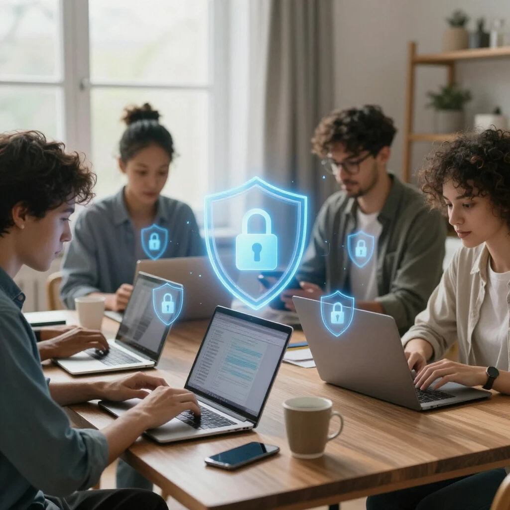 People using devices protected by digital privacy shields