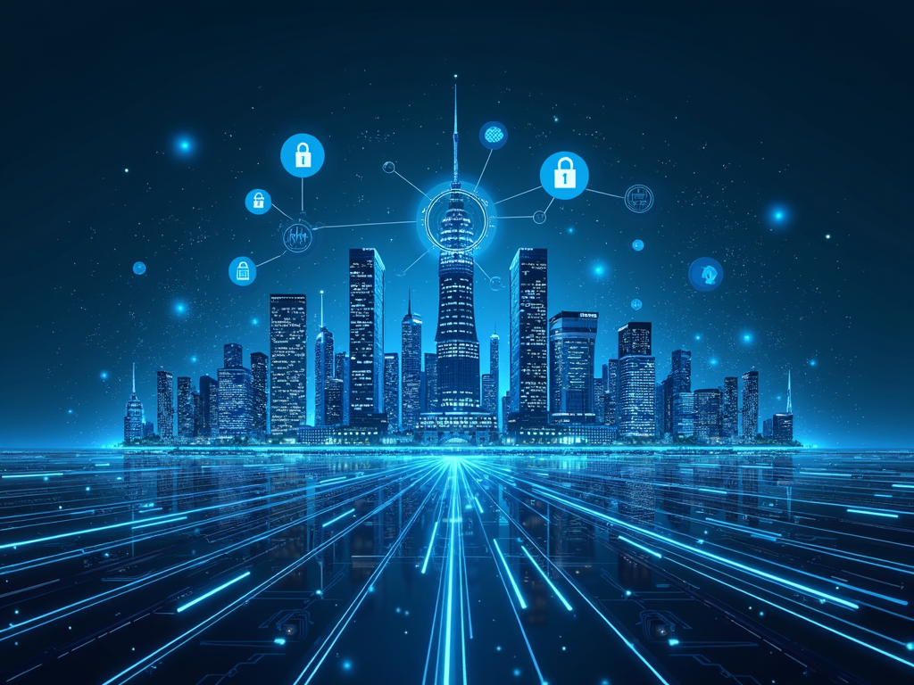 A futuristic cityscape symbolizing the future trends in online privacy.