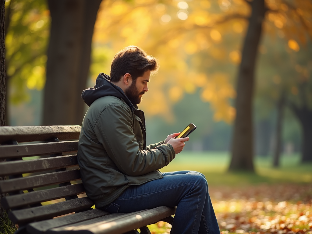 Browsing privately on a phone outdoors