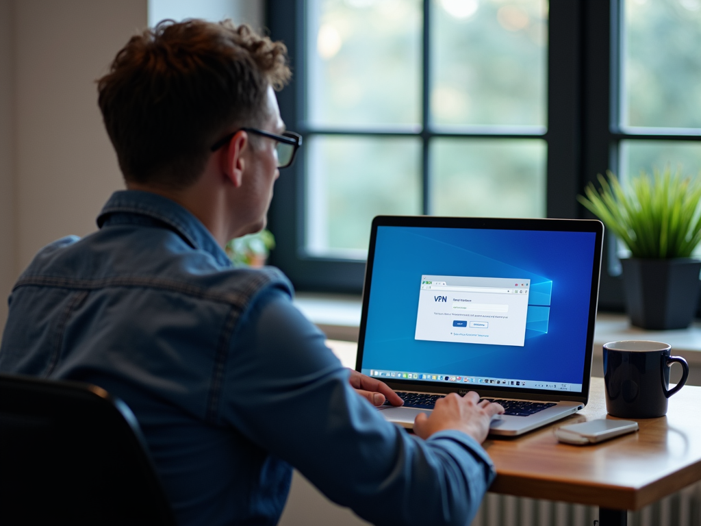 A person using a VPN on their laptop