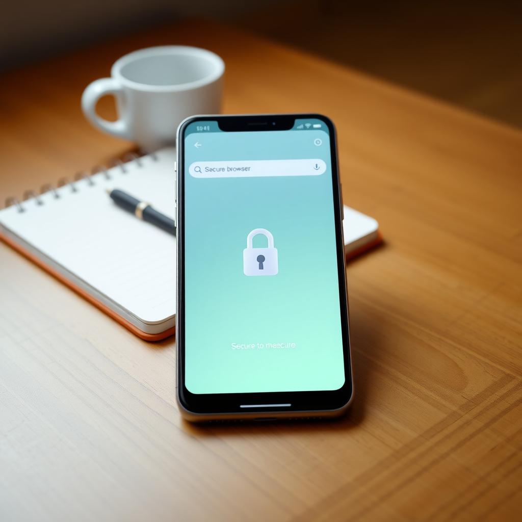 A smartphone showing a secure browser with a padlock icon, symbolizing online privacy.