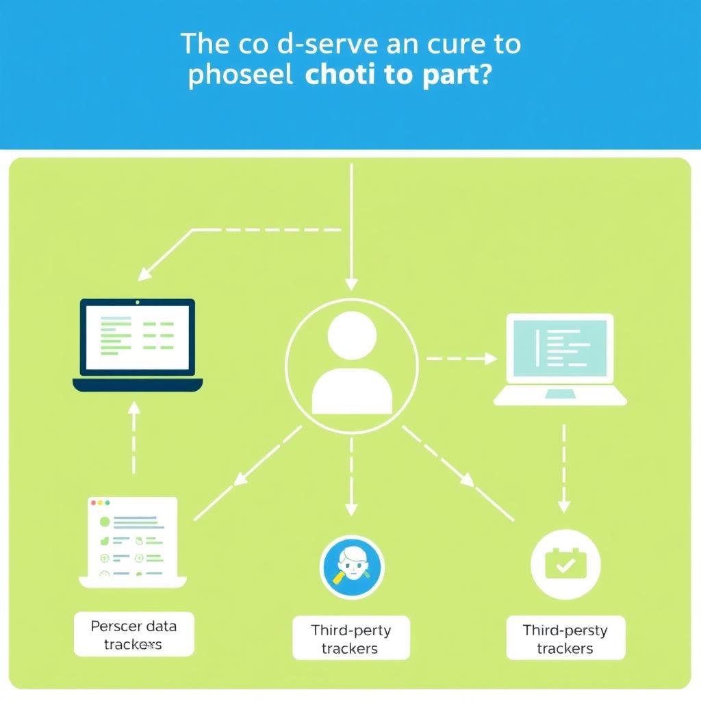 An infographic illustrating how data tracking works, with icons representing a user, websites, and data collectors.