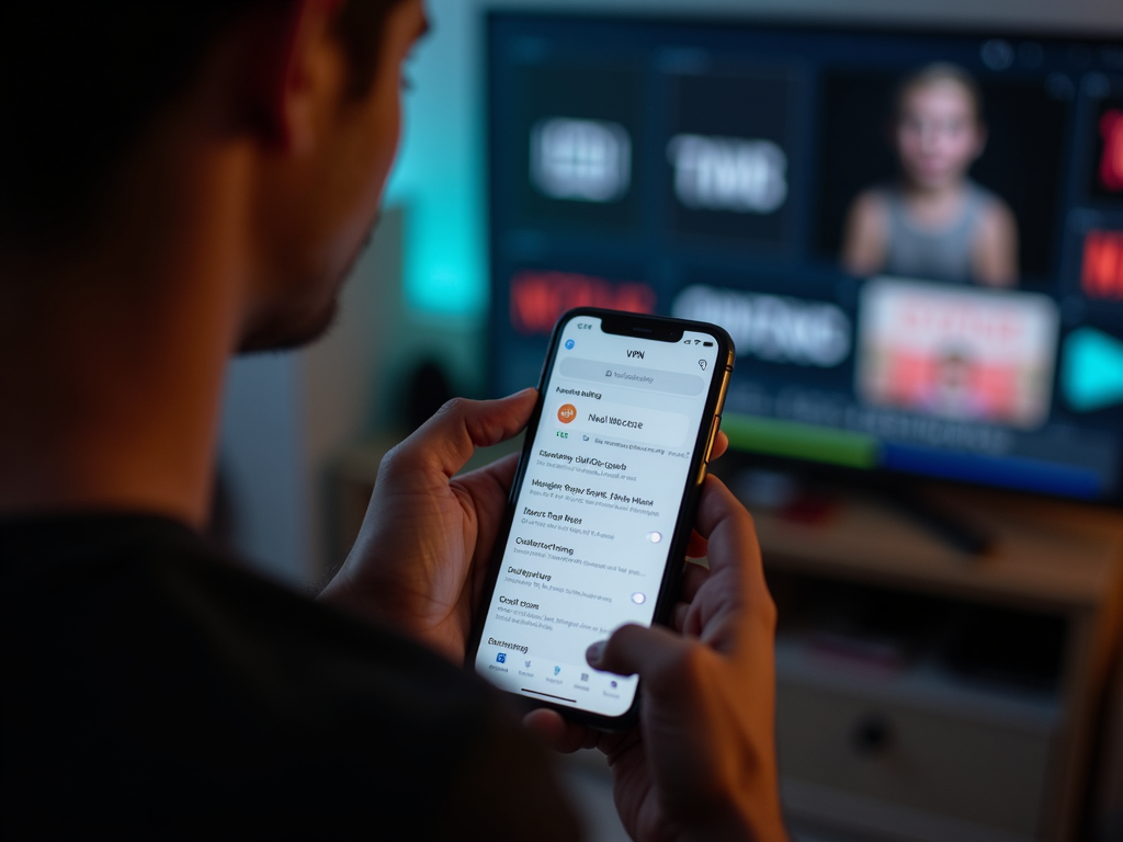 A person adjusting a VPN on a smartphone