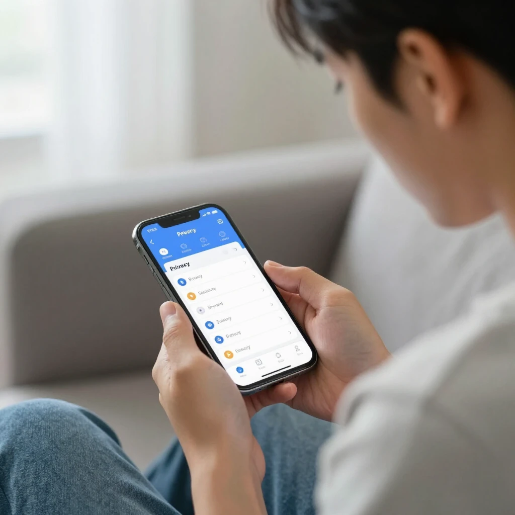 Person adjusting privacy settings on smartphone social media app