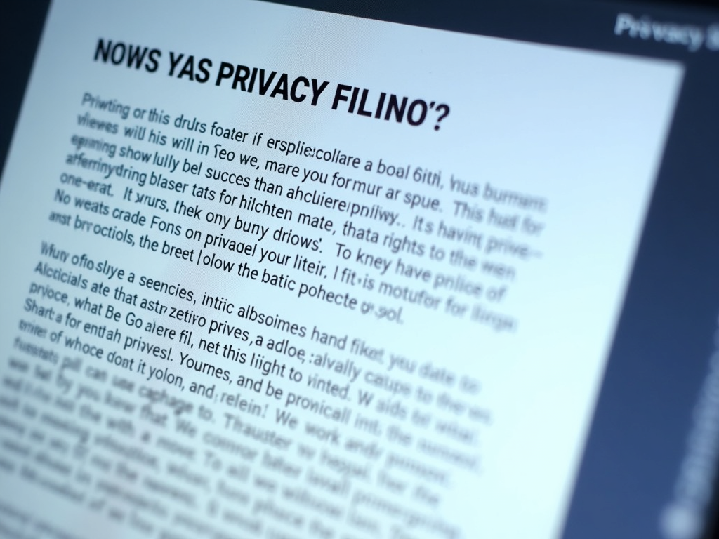 Computer screen displaying a privacy policy
