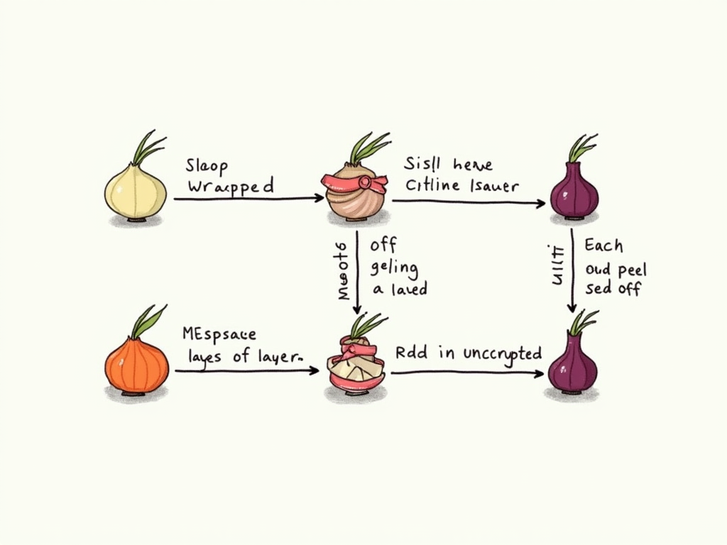 Diagram showing how onion routing works