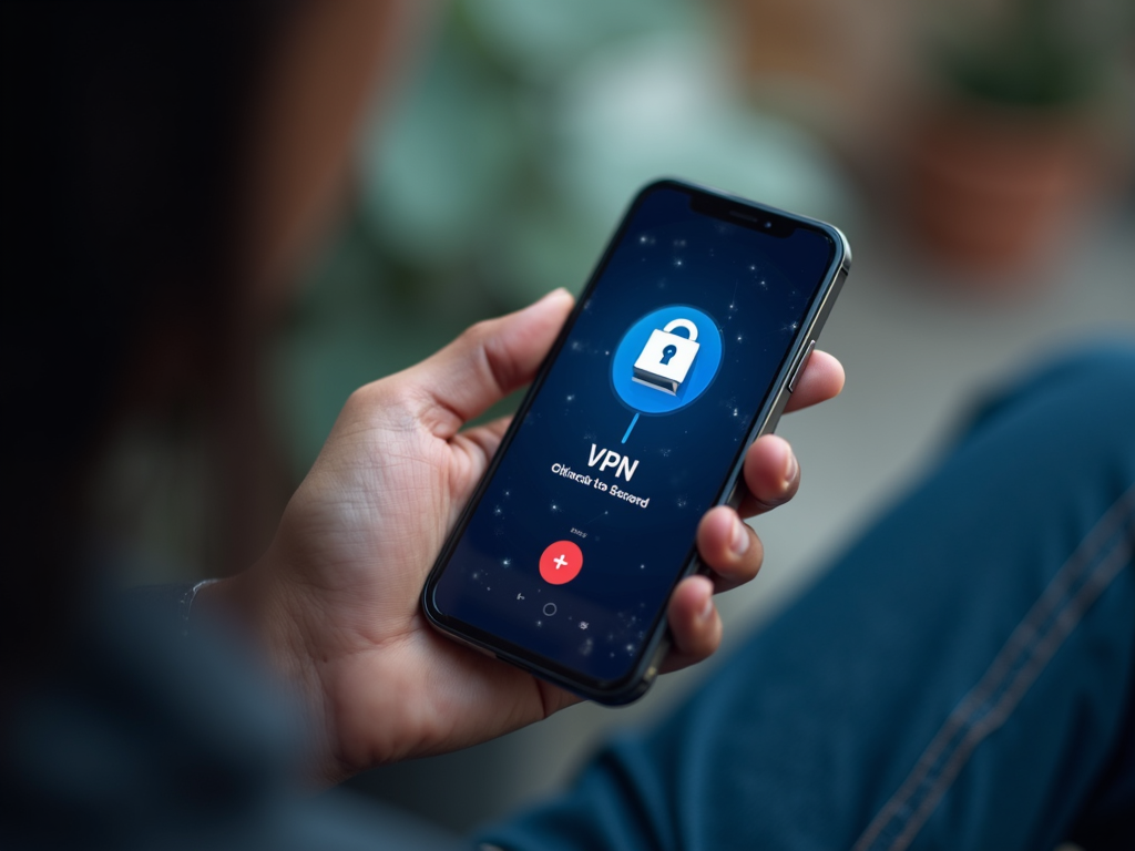 Smartphone user connecting to a VPN for secure internet access.