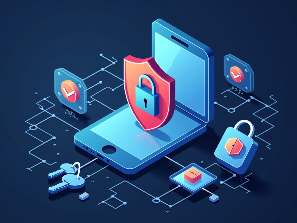 Smartphone with data encryption symbols