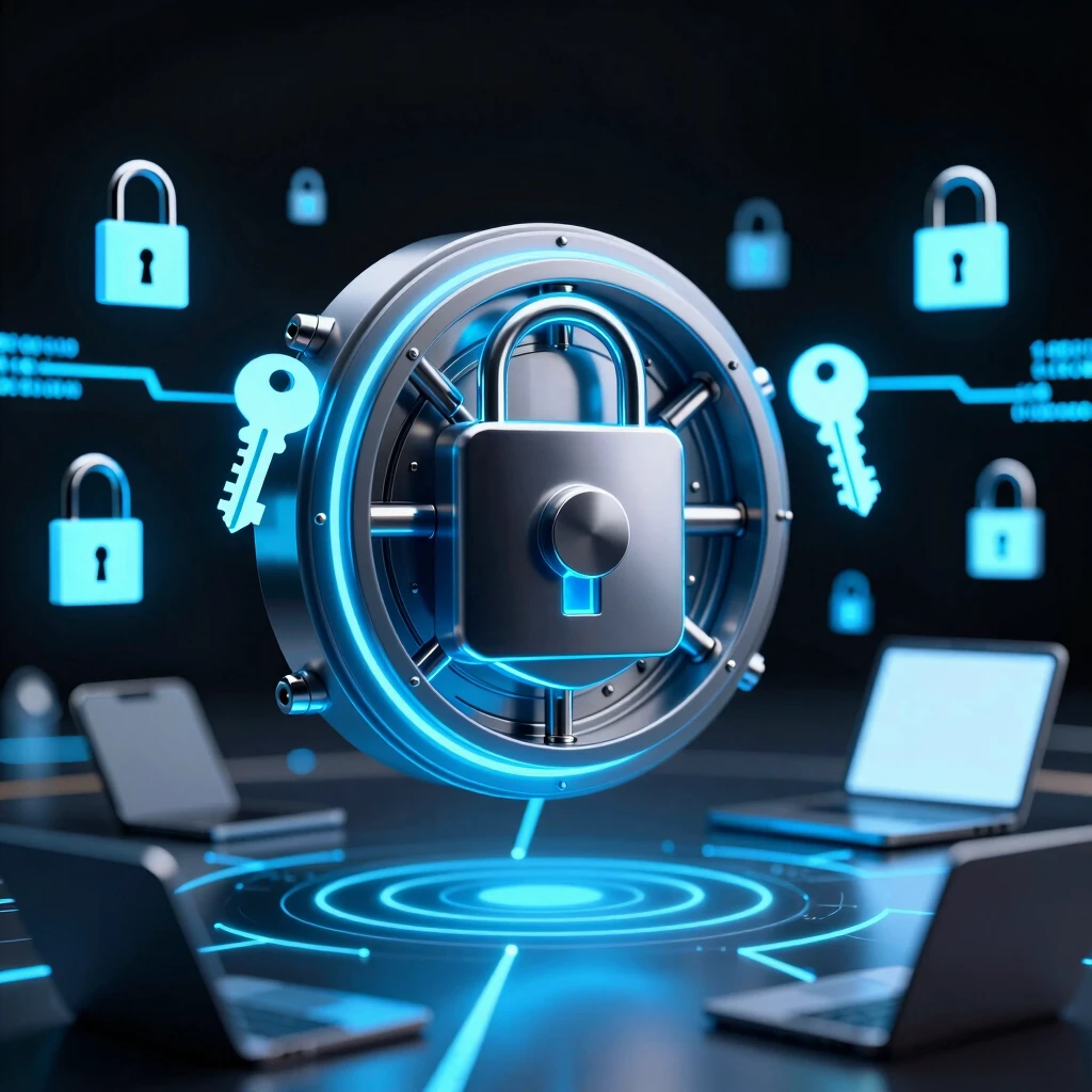 Digital vault safeguarding passwords in a futuristic cyber world