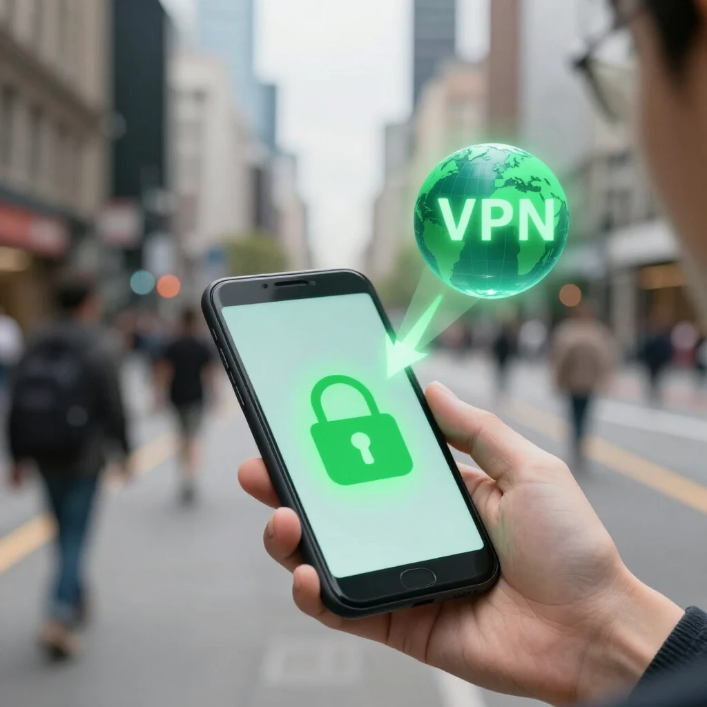 Smartphone connected securely via VPN