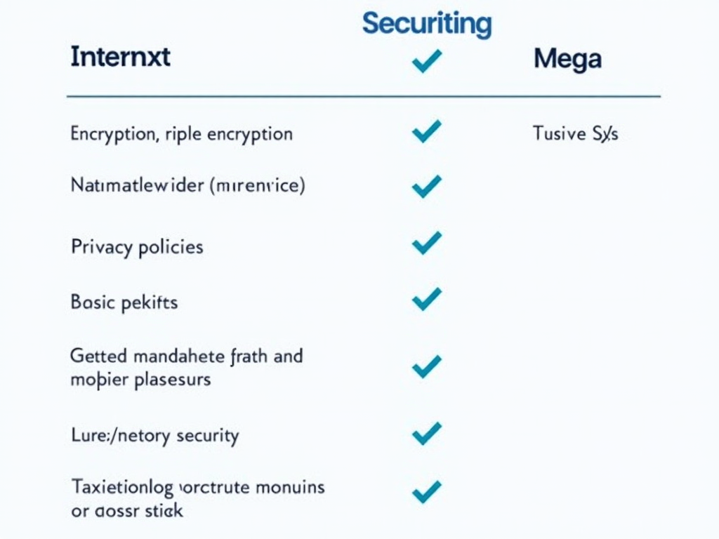 Internxt vs Mega security features comparison chart
