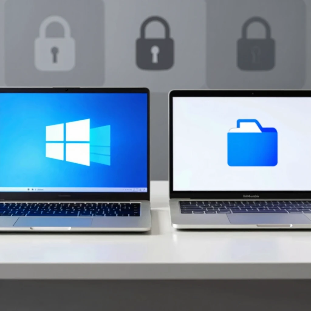 Side-by-side comparison of BitLocker on Windows and FileVault on Mac devices