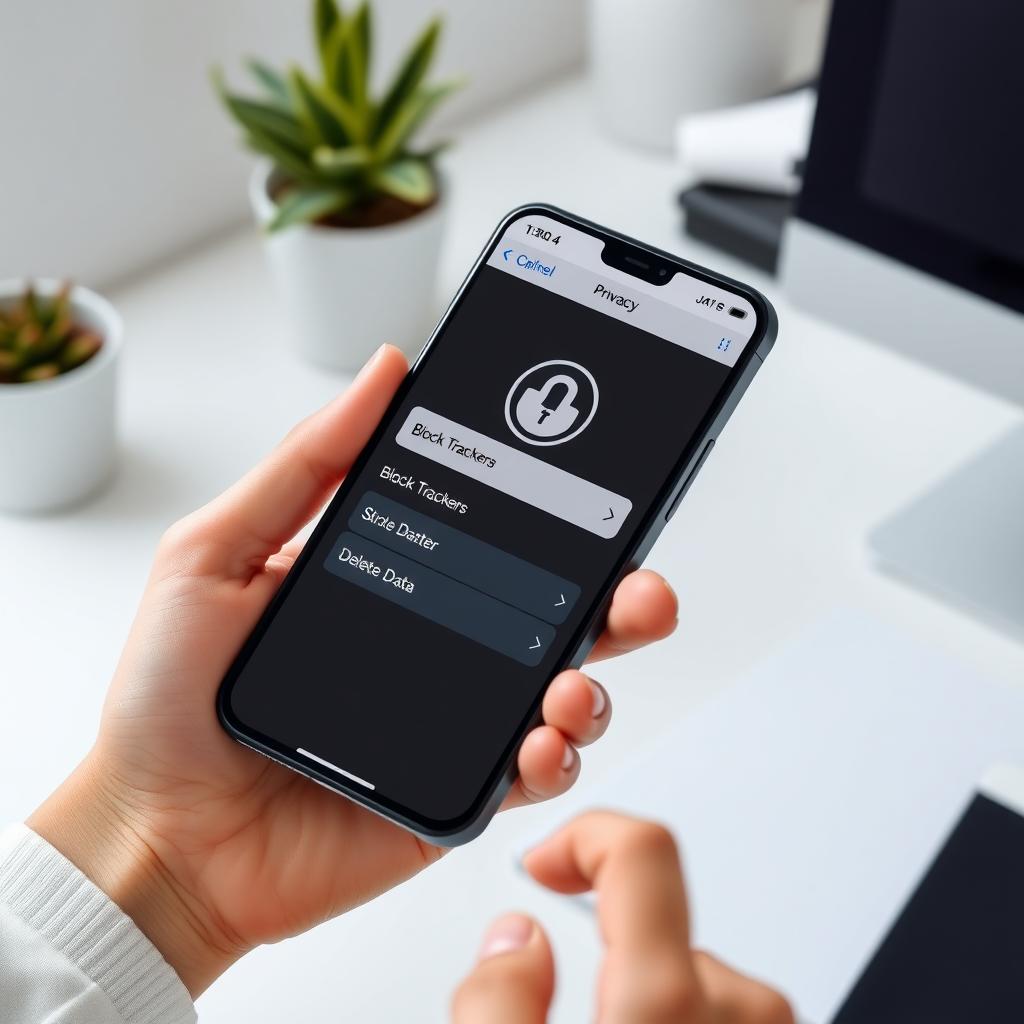 Smartphone displaying privacy app interface