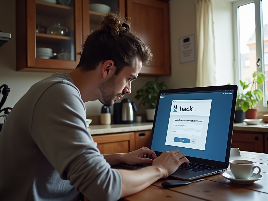 Person reacting to a hacked email on laptop