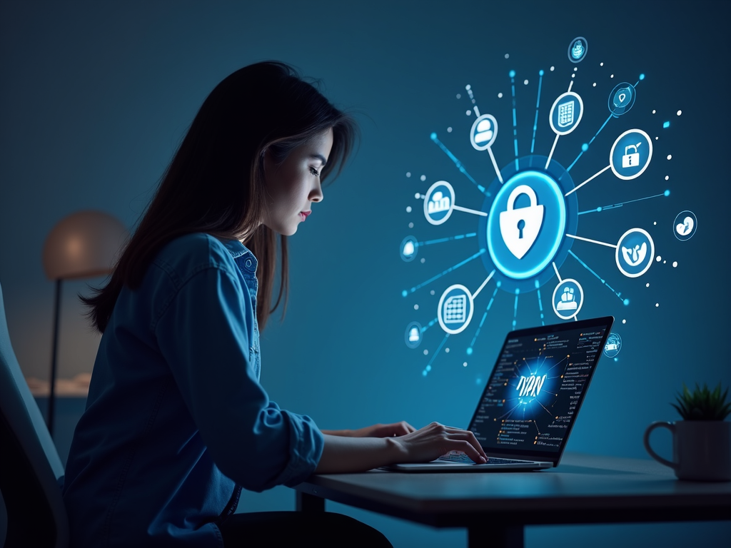 Person using a VPN on a laptop