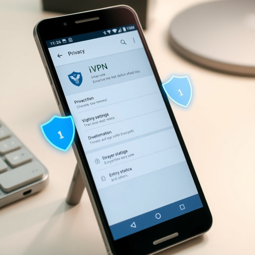 Android phone showing IVPN app privacy settings