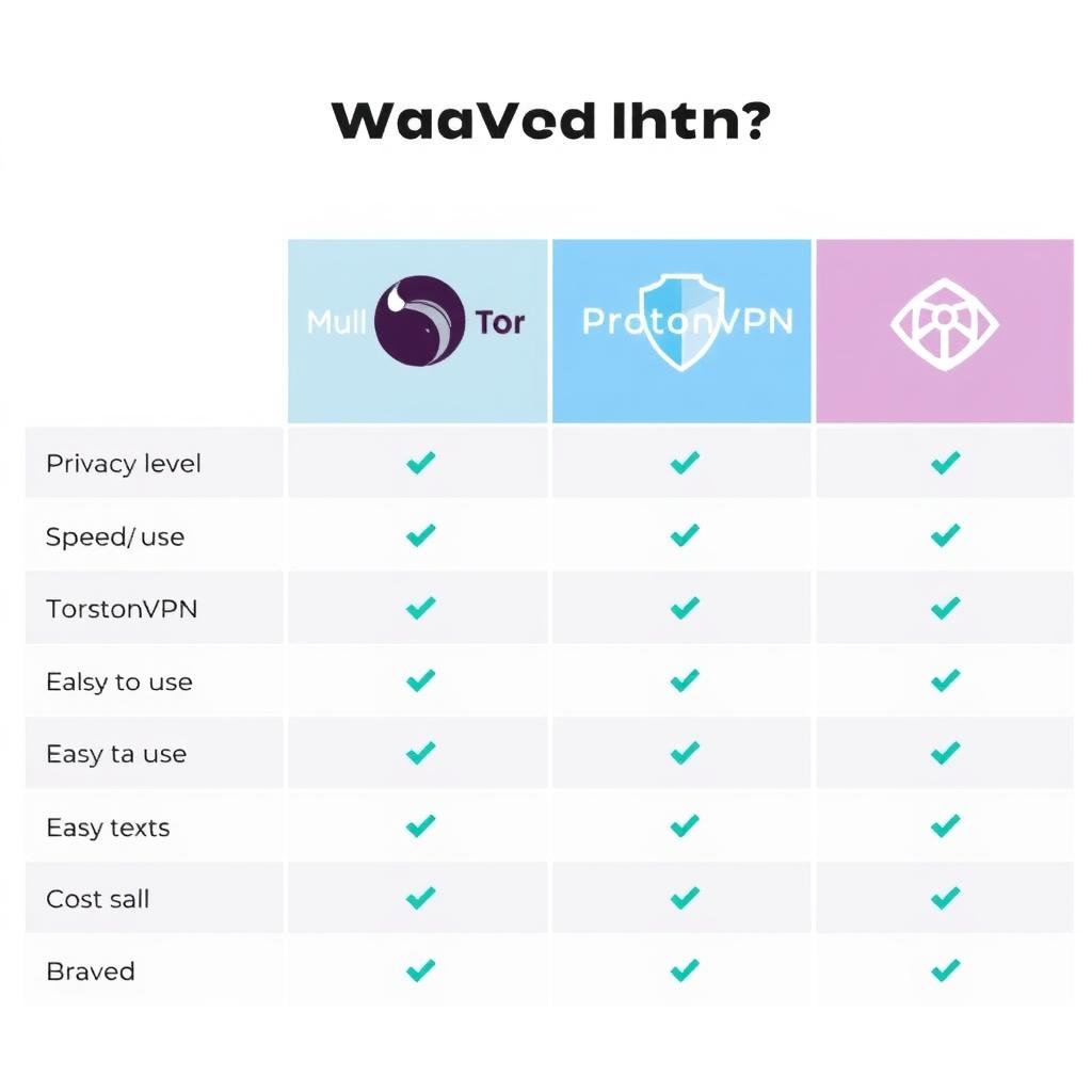 Comparison table of anonymous browsing tools.