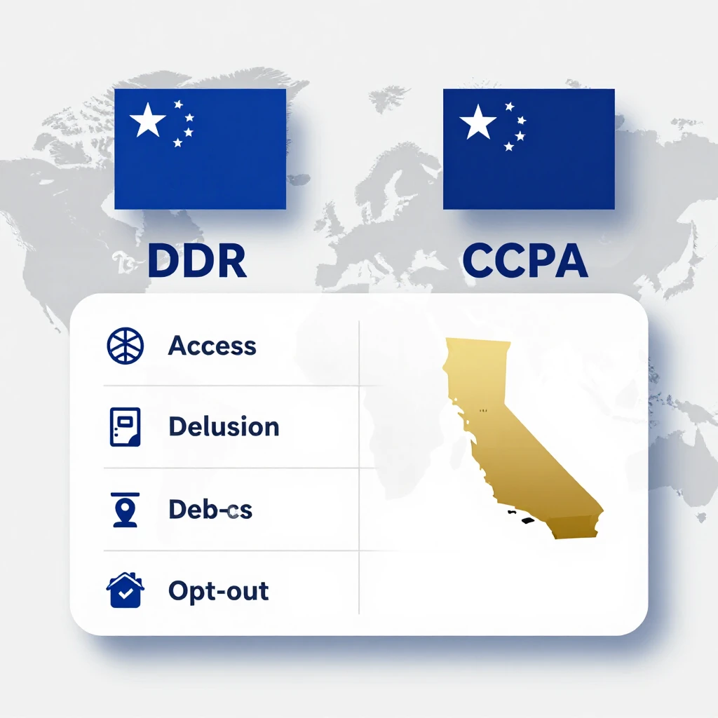 Visual comparison of GDPR and CCPA privacy rights