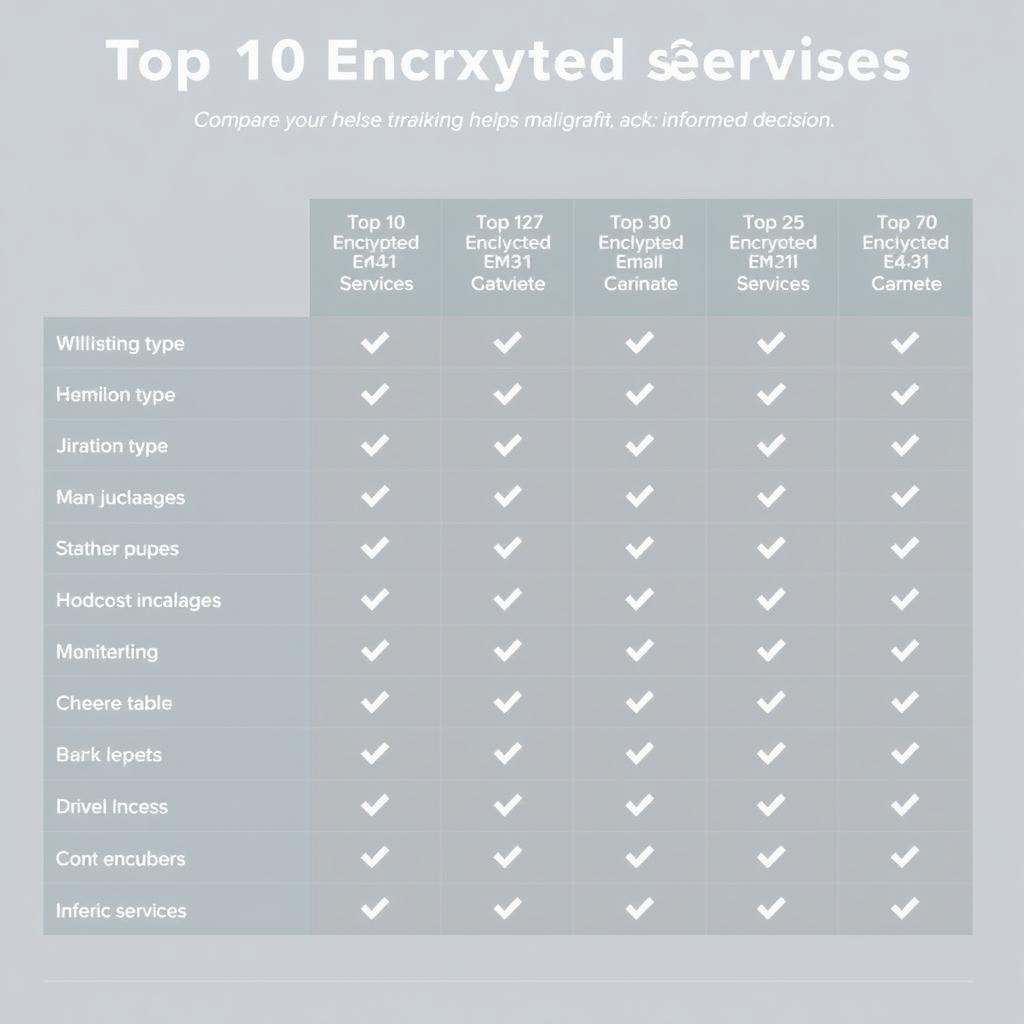 Comparison table of encrypted email services