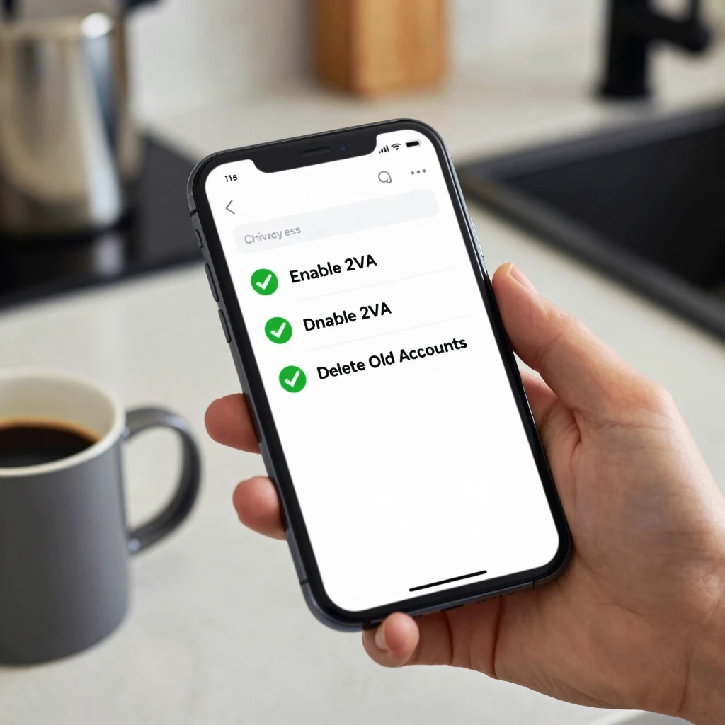 Smartphone displaying a privacy checklist with checkmarks