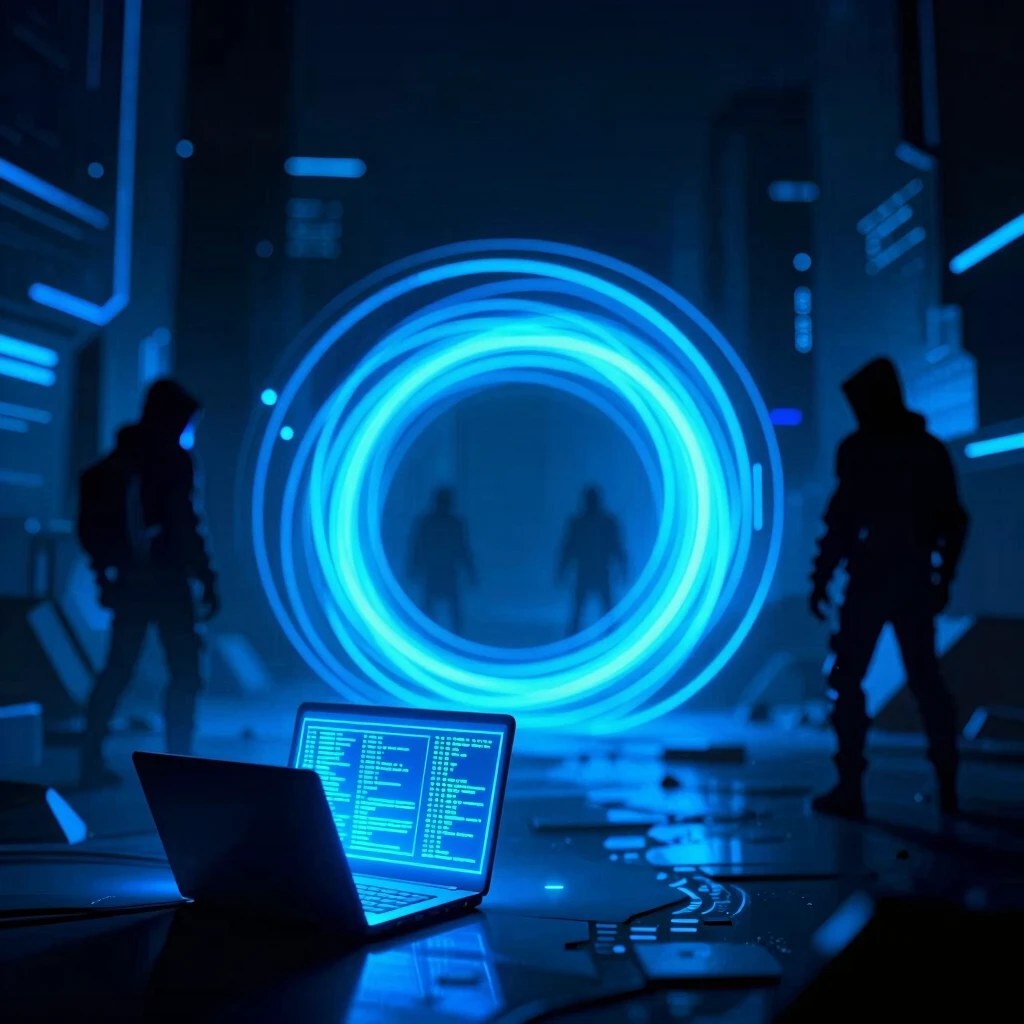 Visual representation of a secure VPN tunnel protecting data from cyber threats