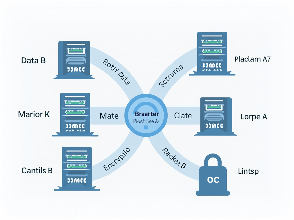 Diagram showing data packets being locked up by encryption