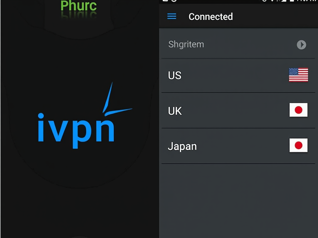 IVPN app on Android showing server selection