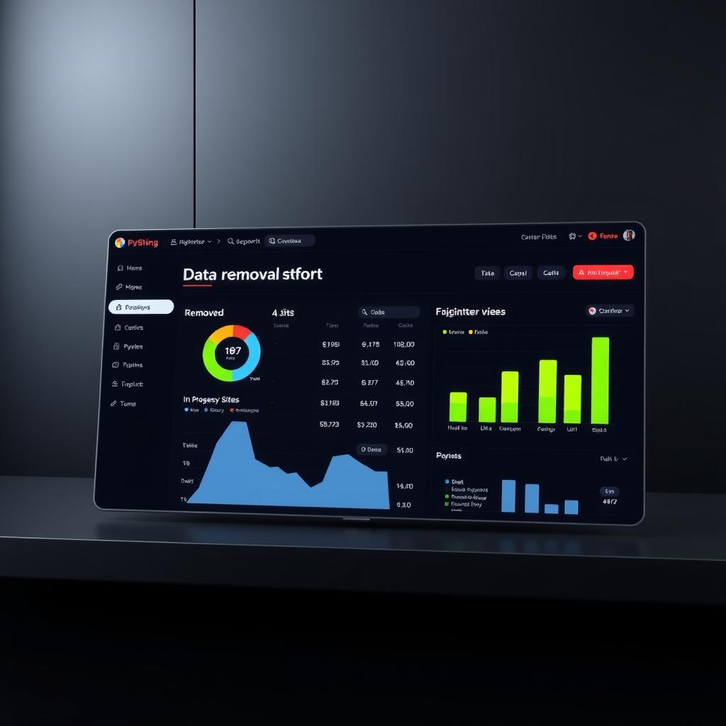 Digital dashboard showing data removal progress from data brokers