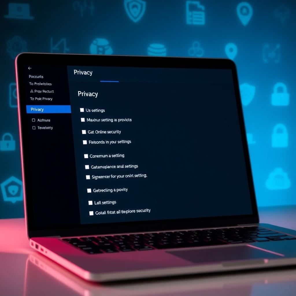 Laptop screen showing privacy settings menu