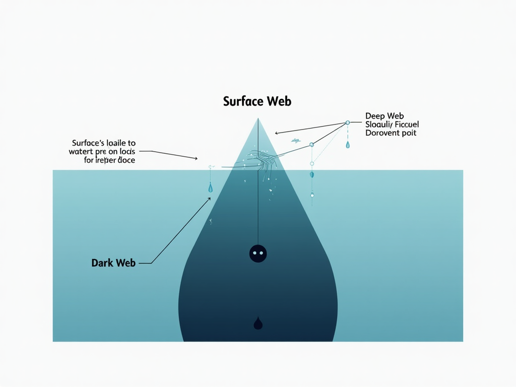 Infographic of internet layers: Surface Web, Deep Web, and Dark Web