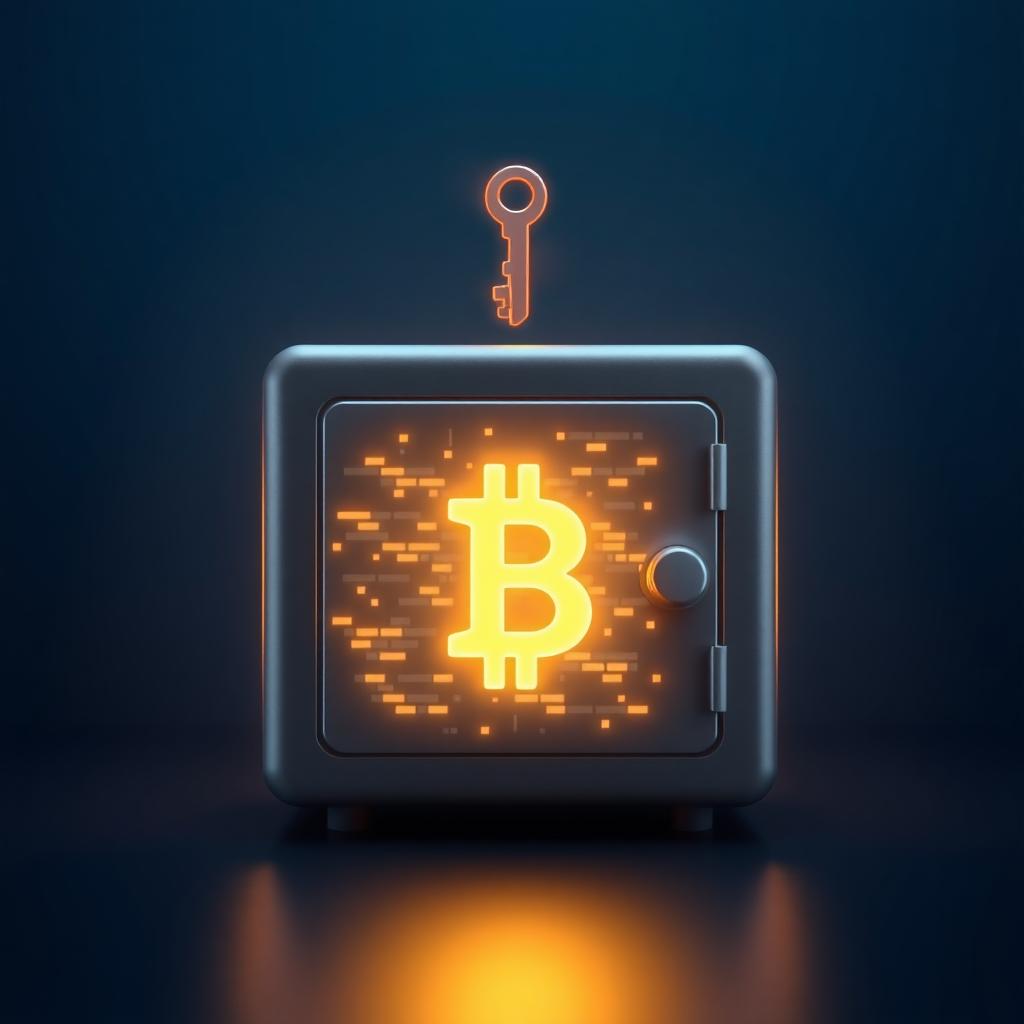 Digital safe with blockchain pattern representing secure data protection