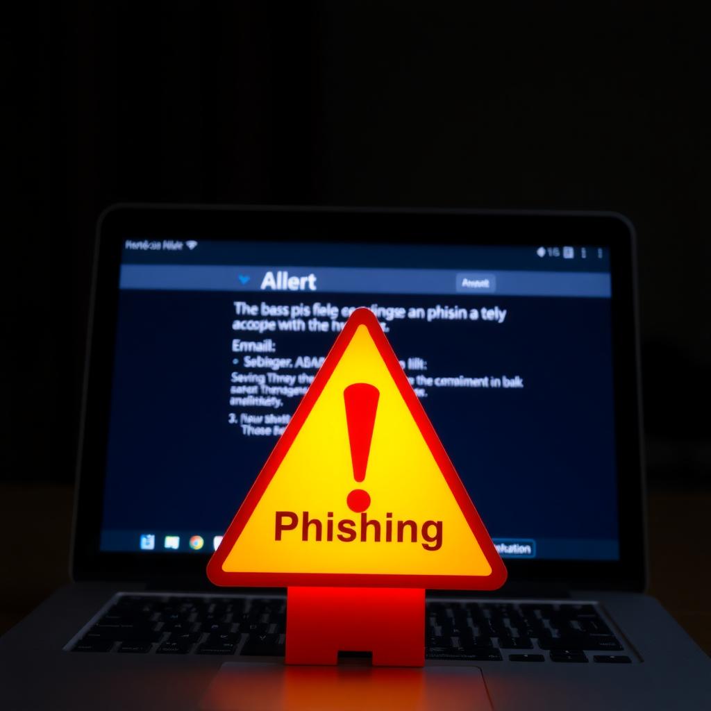 Phishing alert warning on a computer screen.