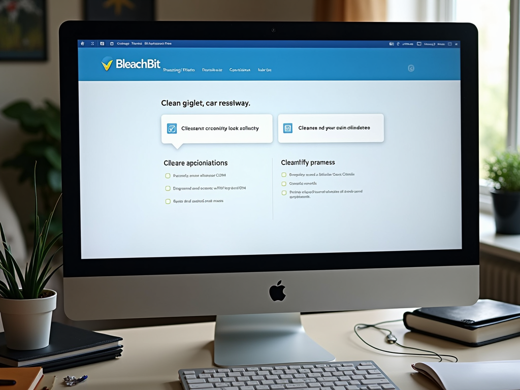 Computer screen with BleachBit interface