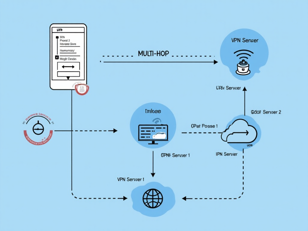 Illustration of IVPN's multi-hop feature