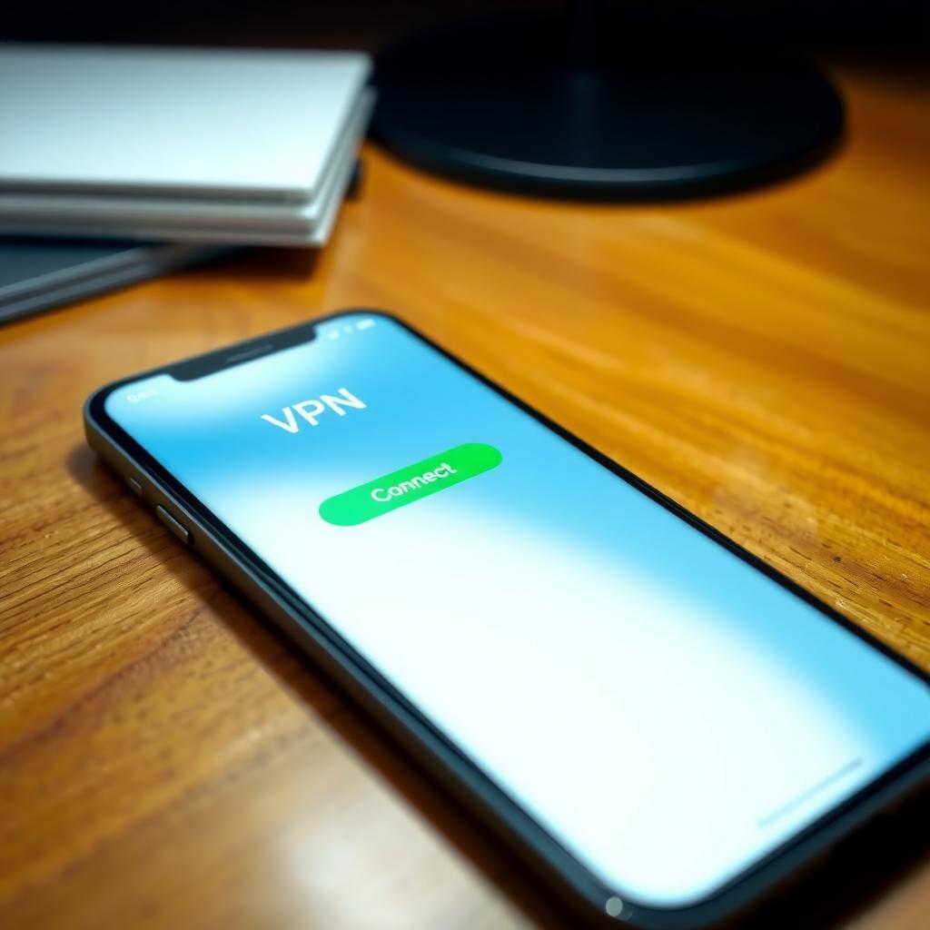 A smartphone showing a VPN app interface, symbolizing secure mobile browsing.
