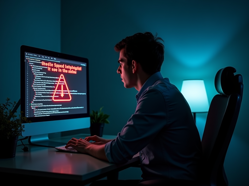 Person alarmed by a data breach warning on their computer screen.