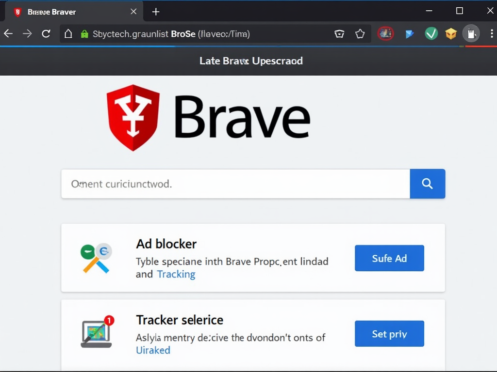 Brave browser interface with privacy settings.