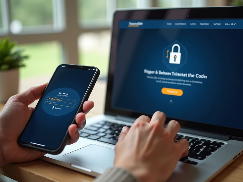 Person using a smartphone for 2FA while logging into a secure site on a laptop.