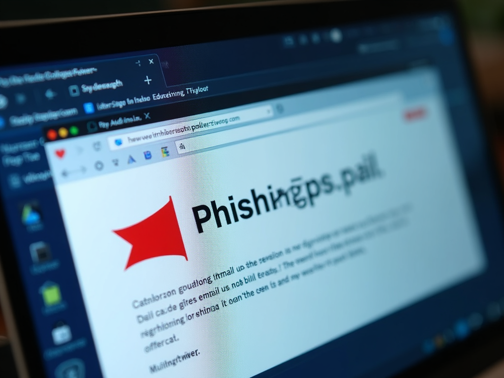 Computer screen showing a phishing email scam.