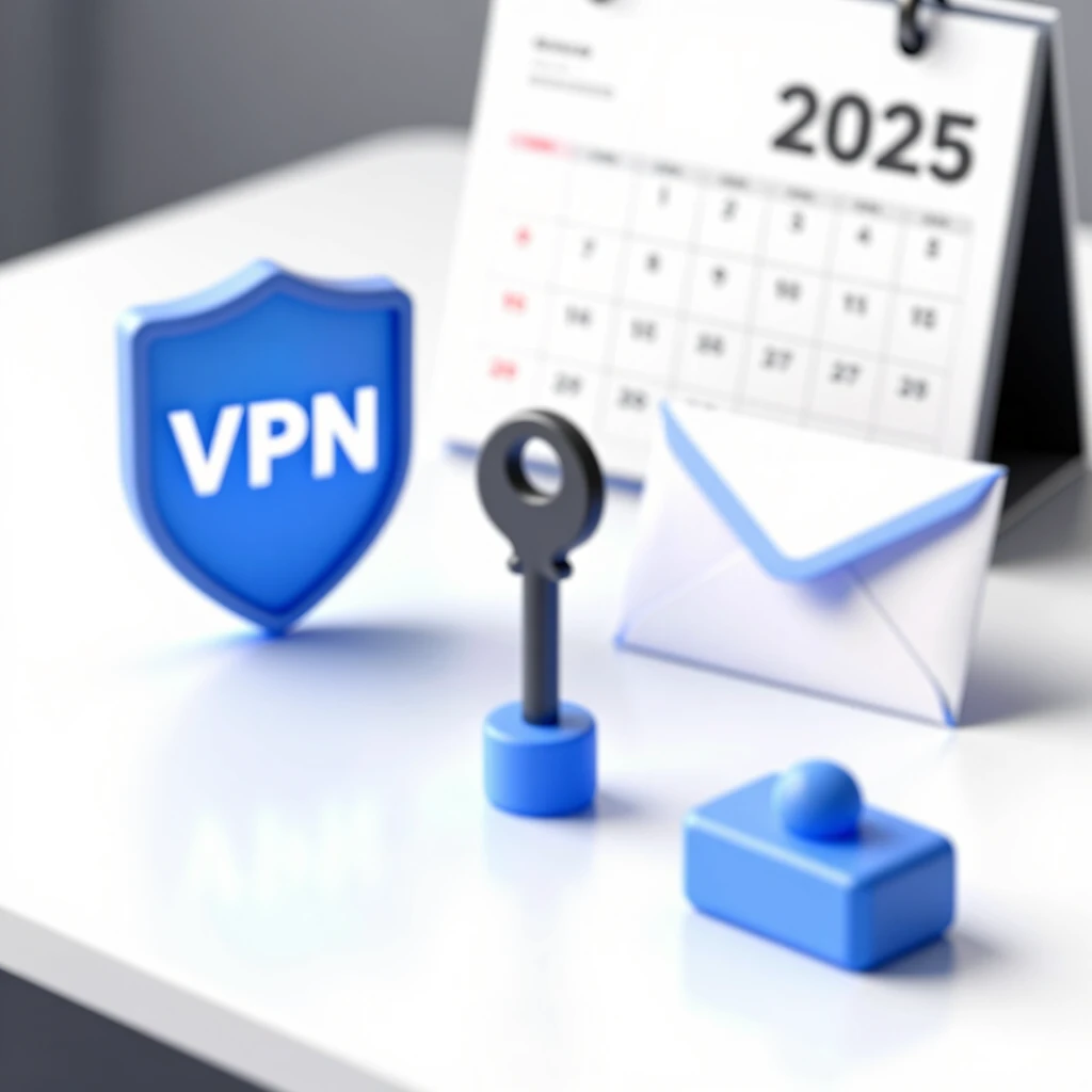 Assortment of online privacy tools icons on a table