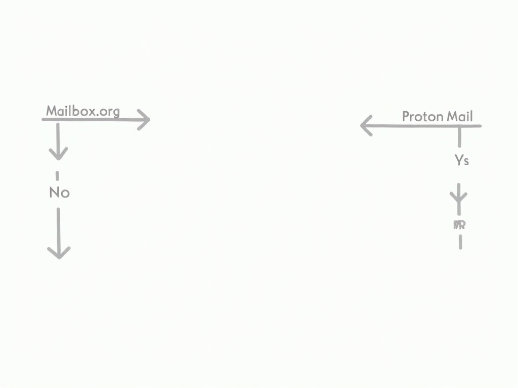 Flowchart to decide between Mailbox.org and Proton Mail.