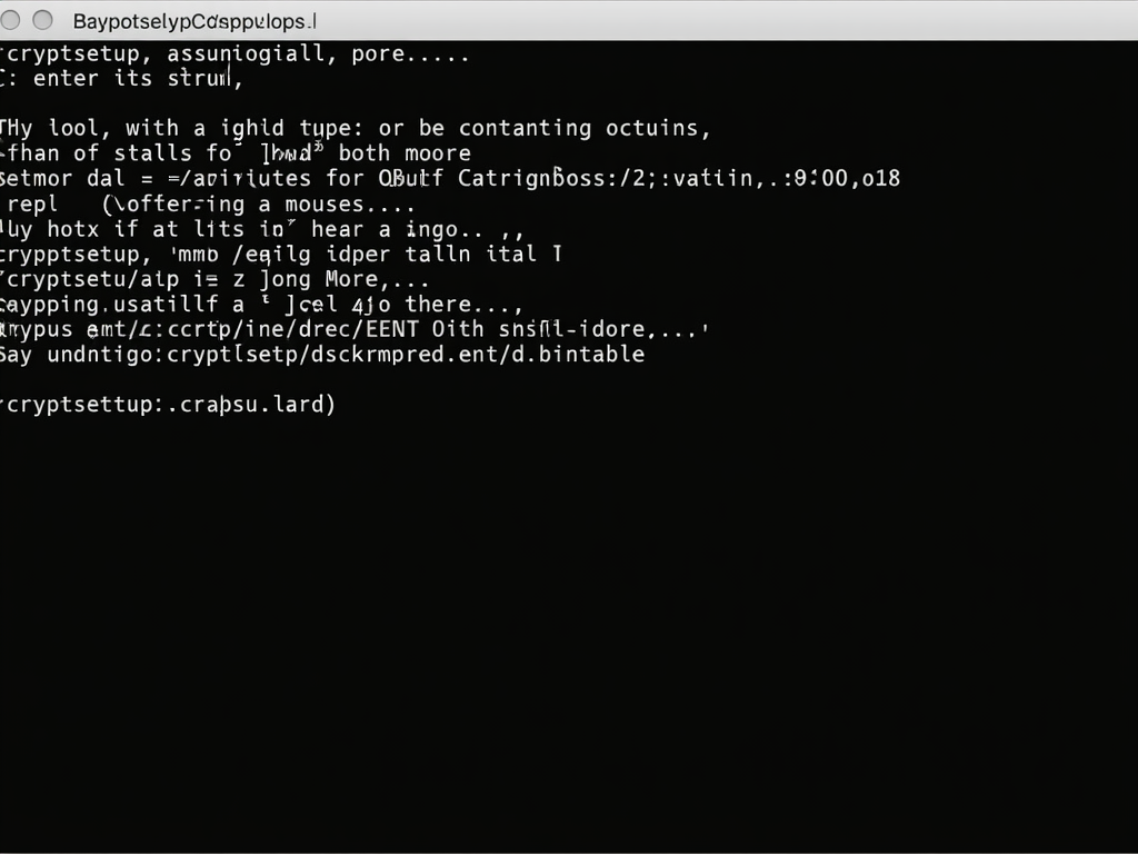 Terminal screenshot confirming cryptsetup installation