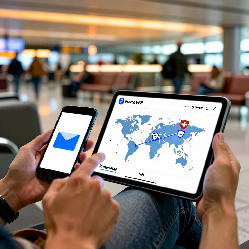 User enabling Proton VPN for enhanced online privacy while traveling