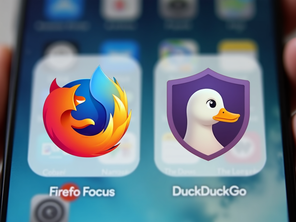 Graphic comparing Firefox Focus and DuckDuckGo with shield icons.