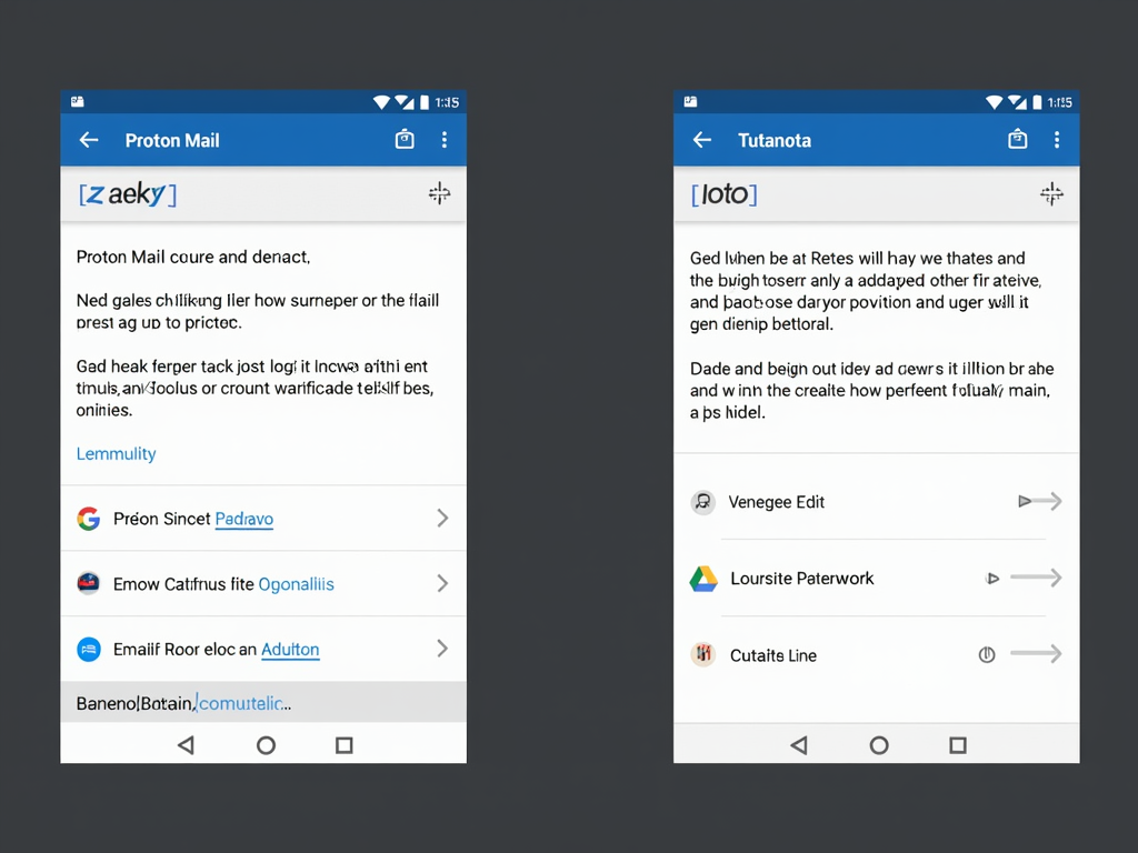 Comparison of Proton Mail and Tutanota email interfaces.