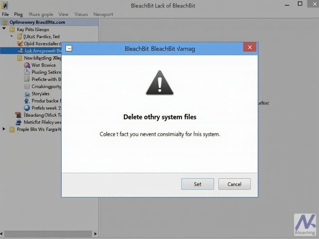 BleachBit warning before cleaning system files.